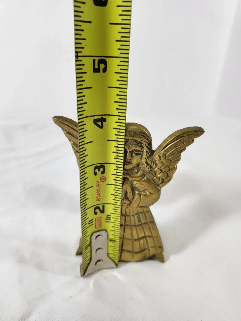 Vintage Solid Brass Praying Angel Panel Candle Holder | Christmas Tabletop Decor